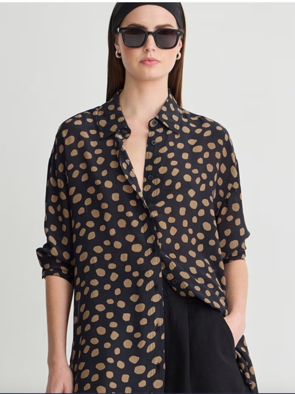 NWT: Apiece Apart: Isolde Button Down Yayoi Black & Camel